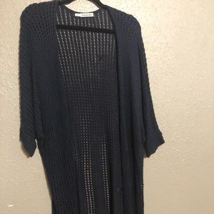 Maurices 2/3 Crochet, Short Sleeve Navy Duster